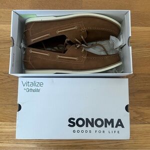 New In Box Sonoma Men's Brown Boat Shoes Size 13
